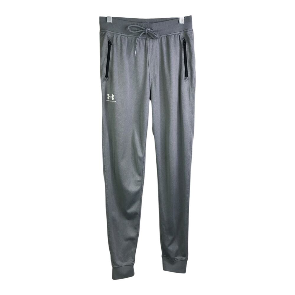 Under Armour Jogger Pants Mens‎ Sz SM Heather Gray Sweatpants Zip Pockets Active